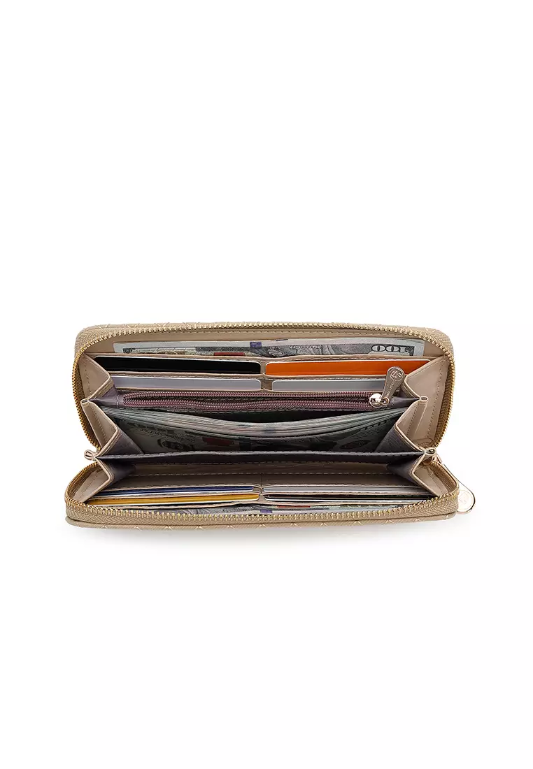 Quilted Long Purse / Wallet - Beige