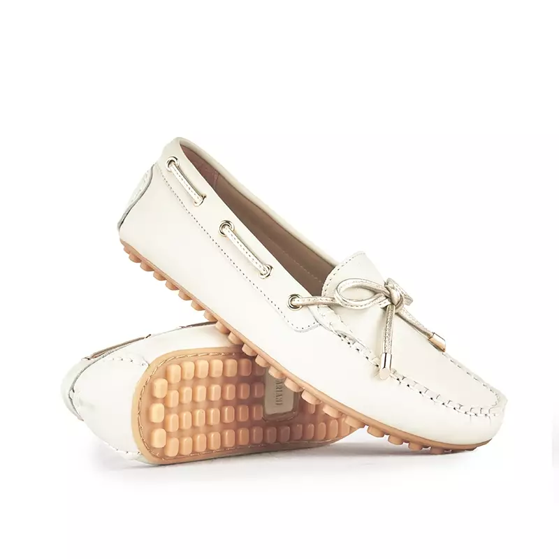 Sepatu Casual Wanita Loafer Moccasin Gino Mariani Estelle 1 Bone White