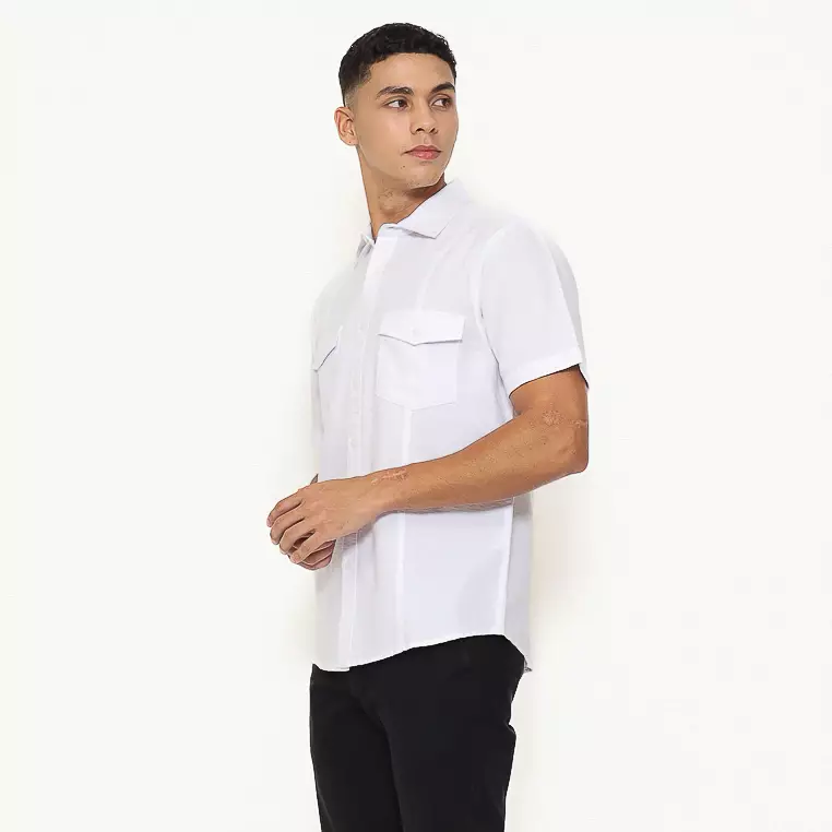 AMK Kemeja Pria Lengan Pendek SHS Eiffel Ss White