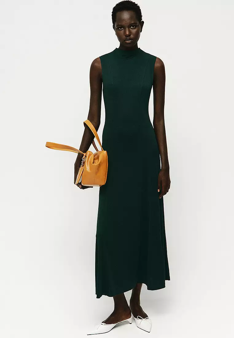 Mango Green Midi Dress Midi-dress With Open Back Women MANGO Senegal