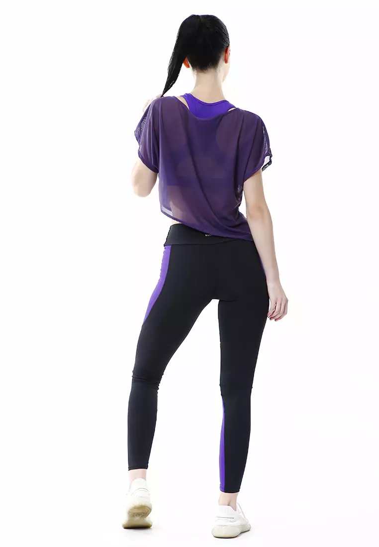 Jeslin One Set Atasan Bawahan Baju Senam Aerobik 3 in 1 High Quality - Ungu
