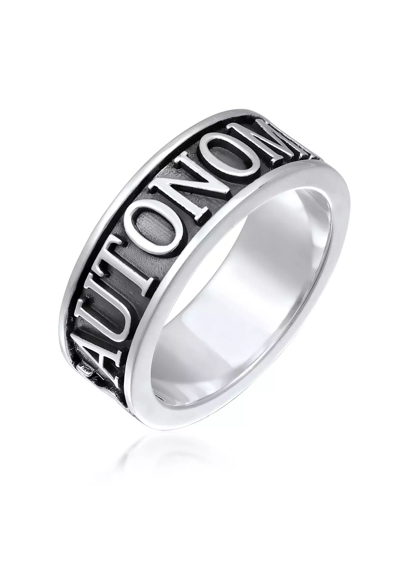 Buy Kuzzoi Ring Men Band Lettering Oxidized 2025 Online ZALORA