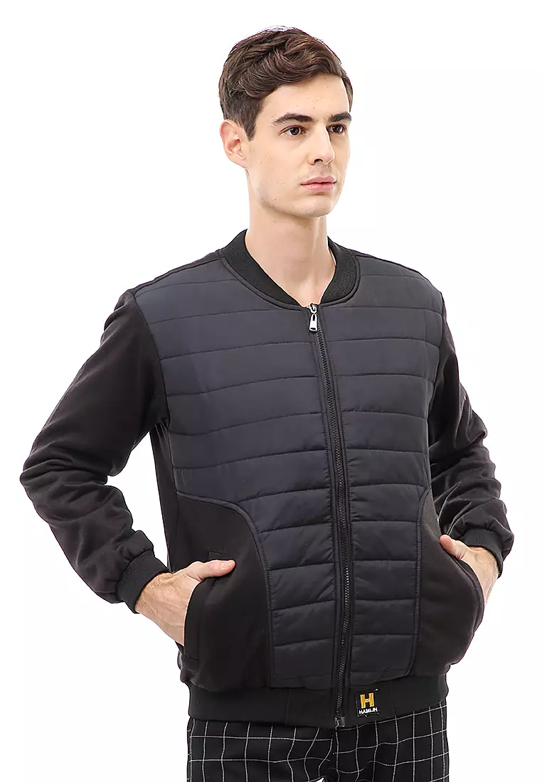 Clover Outerwear Jacket Pria Sporty Design Material Polyester ORIGINAL - Black