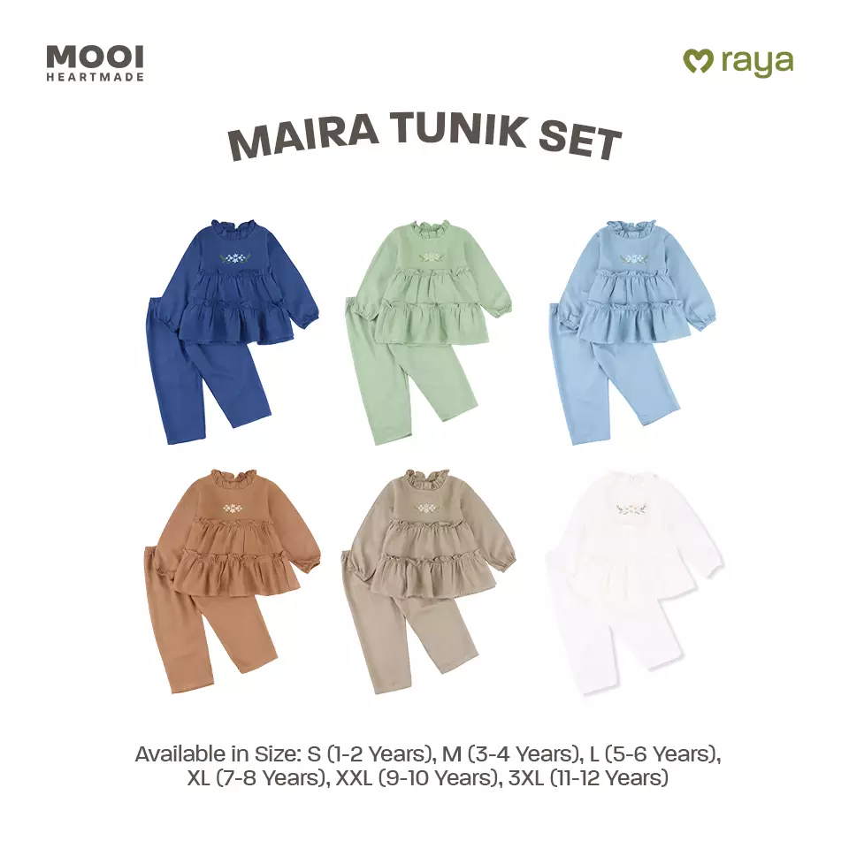 Mooi Setelan Anak Perempuan Raya Collection Maira Tunik Set - Khaki