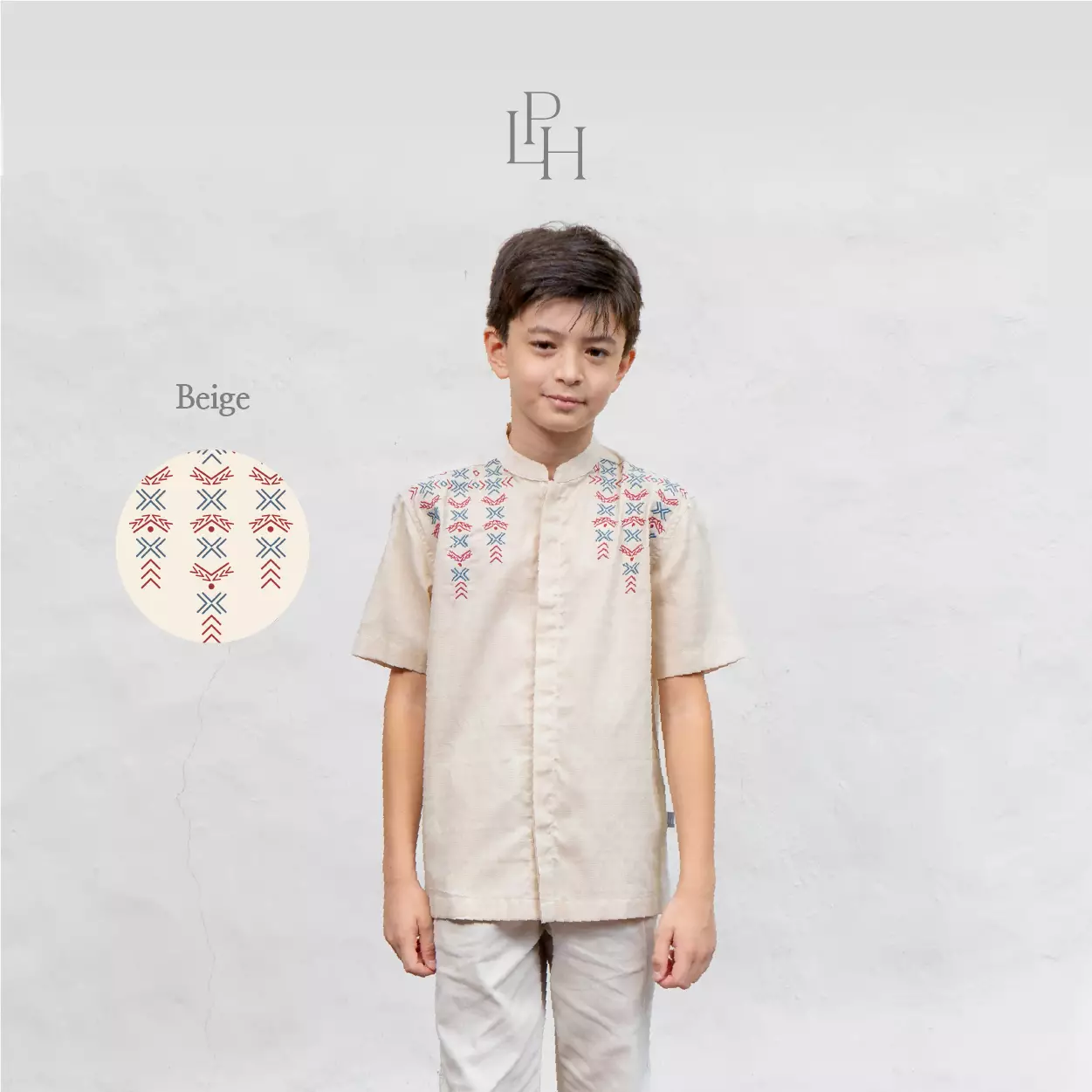 Little Palmerhaus - Baju Lebaran 2026 - Rihla Teen Koko Shirt (Baju Koko Anak Usia 6-14 Tahun) Beige