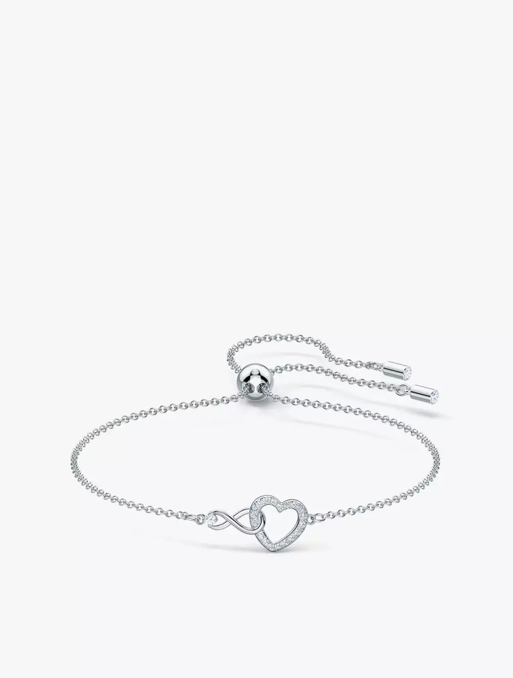 Swarovski Infinity Heart Bracelet, White, Rhodium Plated - Silver