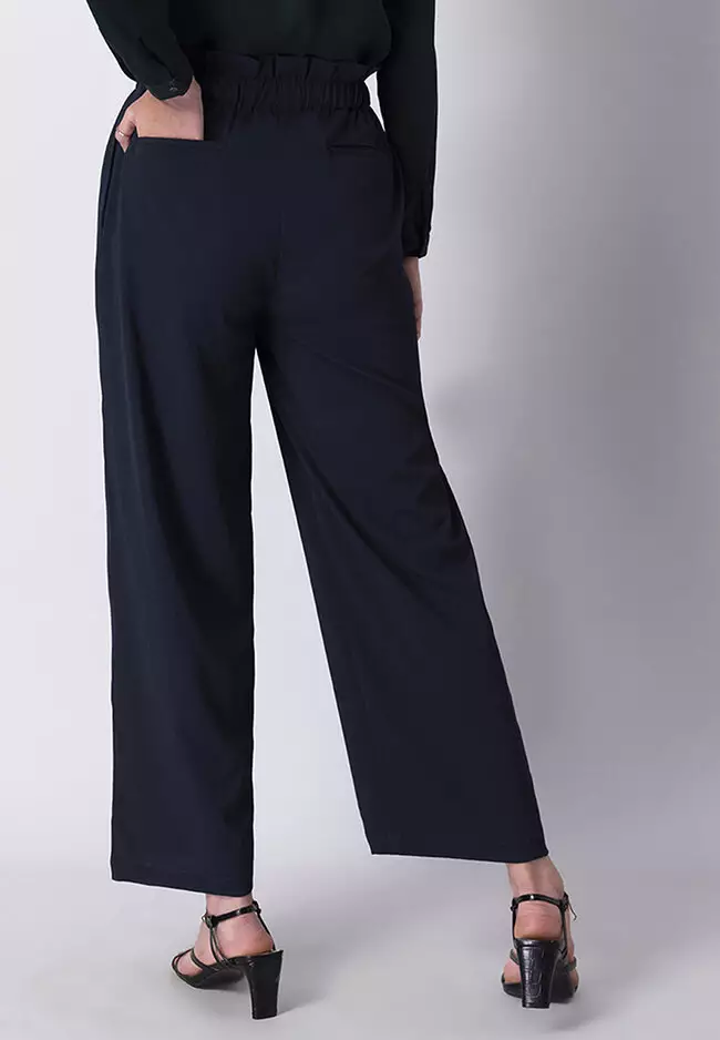 Casual Paperbag Waist Straight Leg Pants with Belt – ALELLY