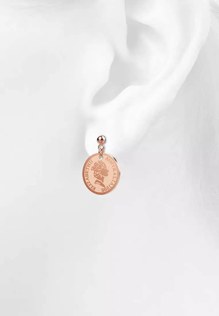 Queen Elizabeth Coins Drop Earrings