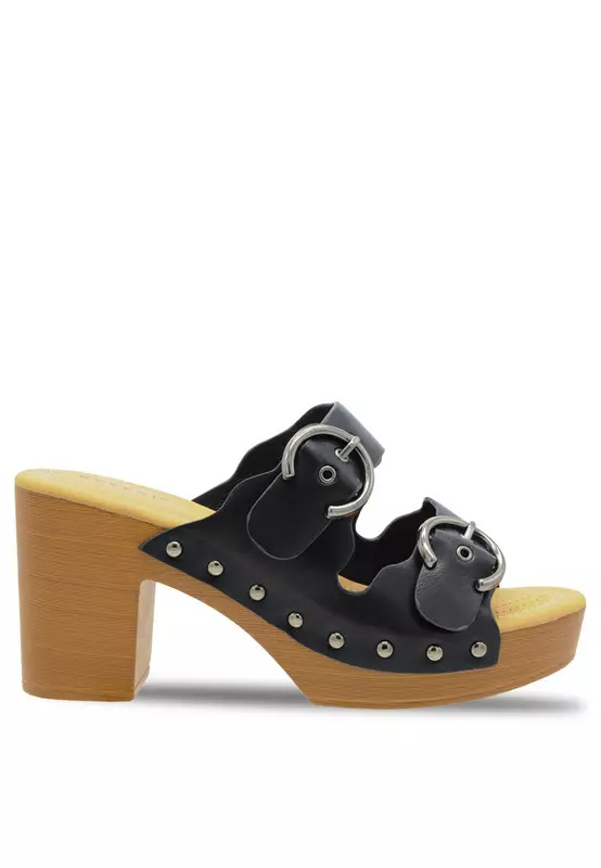 Solid Tone Wooden Casual Heels
