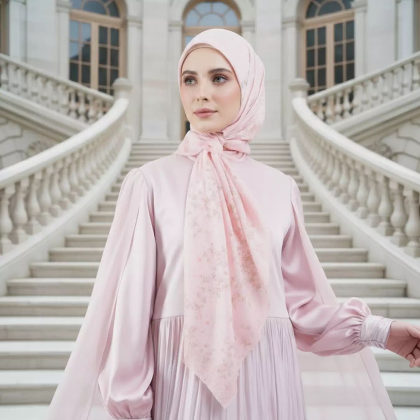 Cassya Printed Scarf Rose | Hijab Kerudung Segi Empat Motif