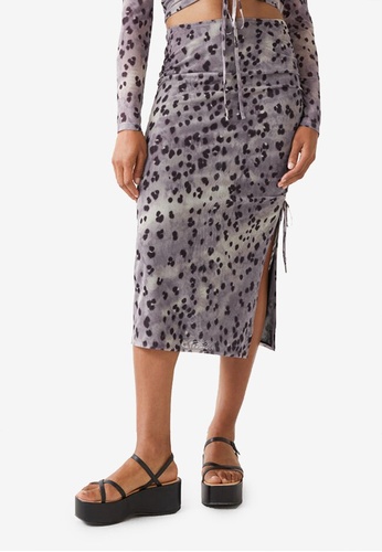 & Other Stories grey Printed Drawstring Midi Skirt 79976AA4E7F1D9GS_1