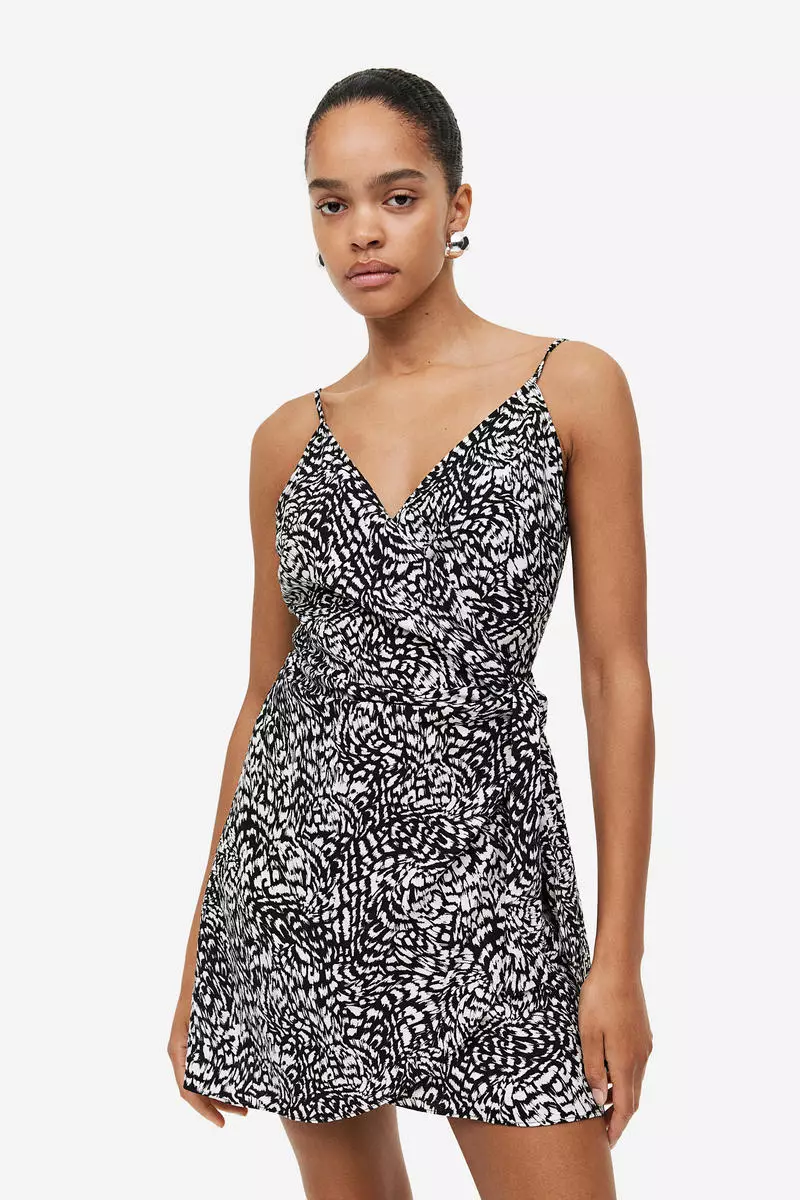 H&m leopard wrap dress sales