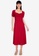 ZALORA BASICS red Smocked Sleeves Ruched Front Midi Dress 63A62AA629A604GS_1