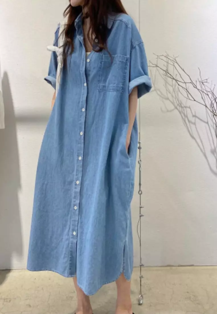 Fresh and sweet retro denim dress CA26033043BL