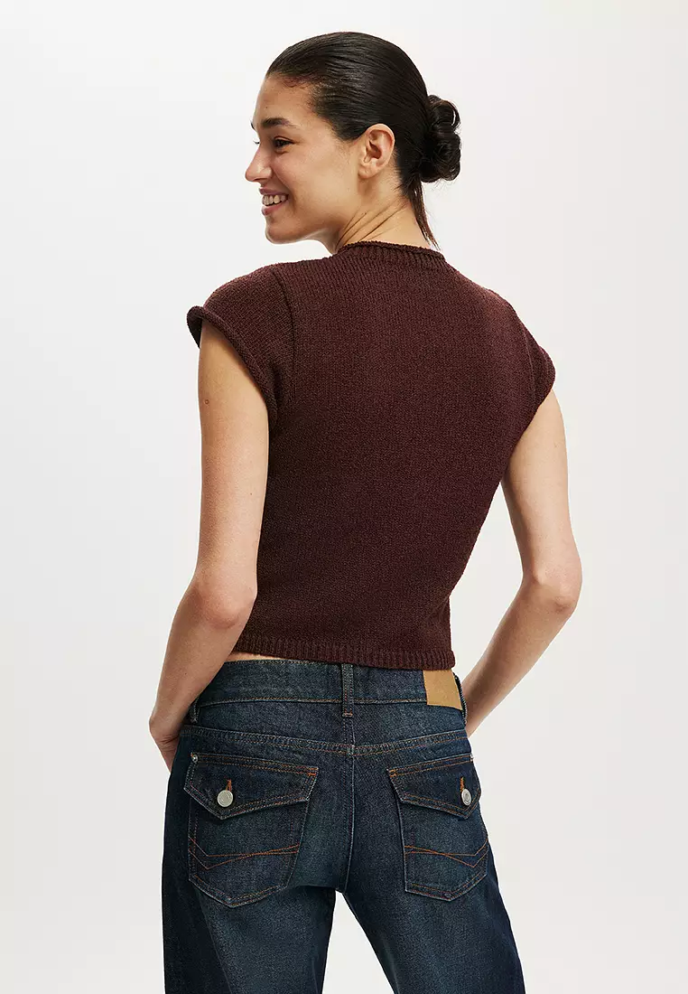 紋理短袖針織上衣