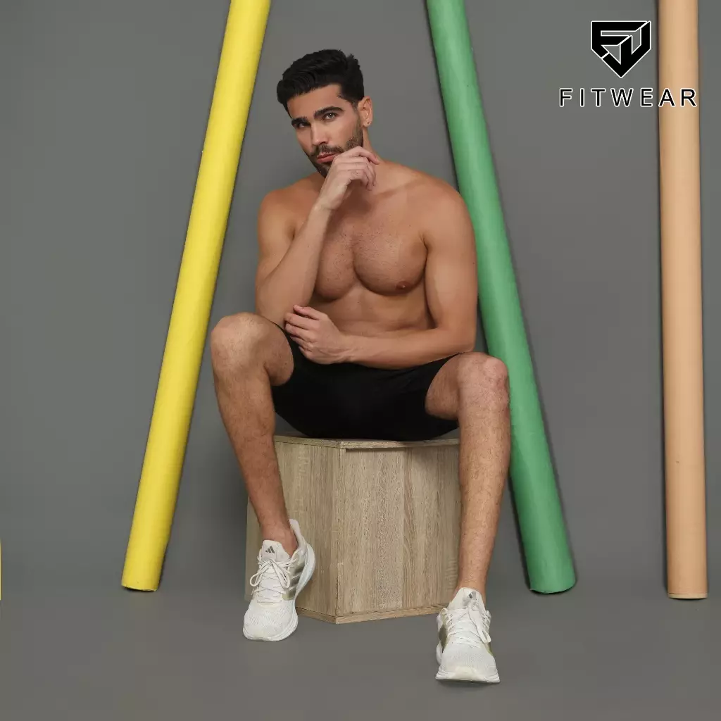 Fitwear - Legging Baselayer Pendek Dryfit Pria FITWEAR JUSTIN BASIC POCKET SHORT - BLACK