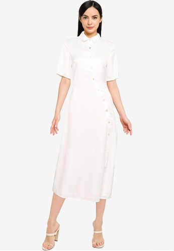 MISSGUIDED white Shaped Placket Short Sleeve Shirt Dress AA558AA7915F0FGS_1