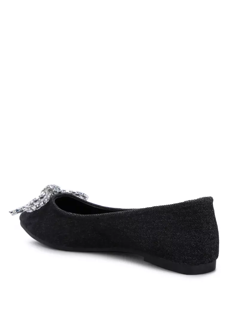 Black Bow Detail Ballet Flats