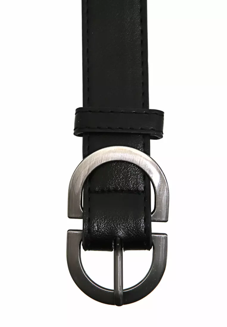 Fern Tali Ikat Pinggang Wanita Korean Fashion Belt Classic Design Material Leather ORIGINAL - Black