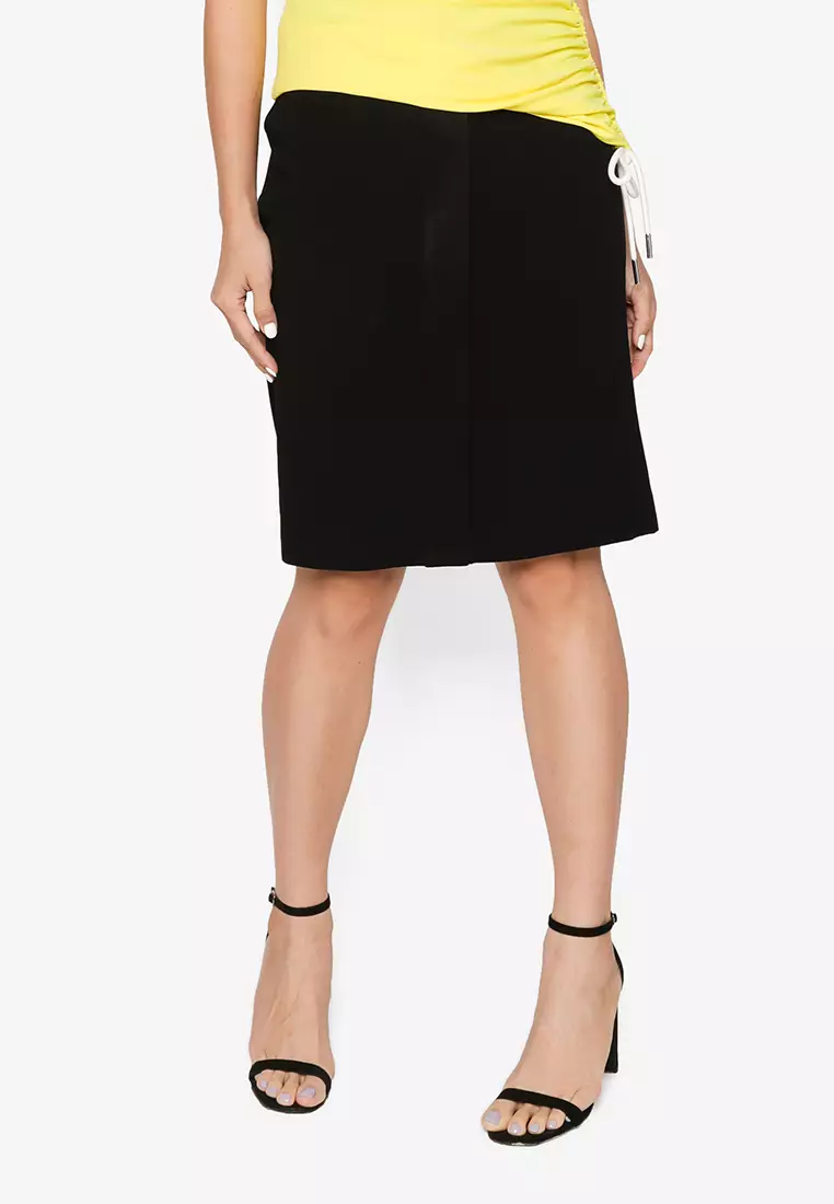 Calvin klein faux-leather panel pencil clearance skirt