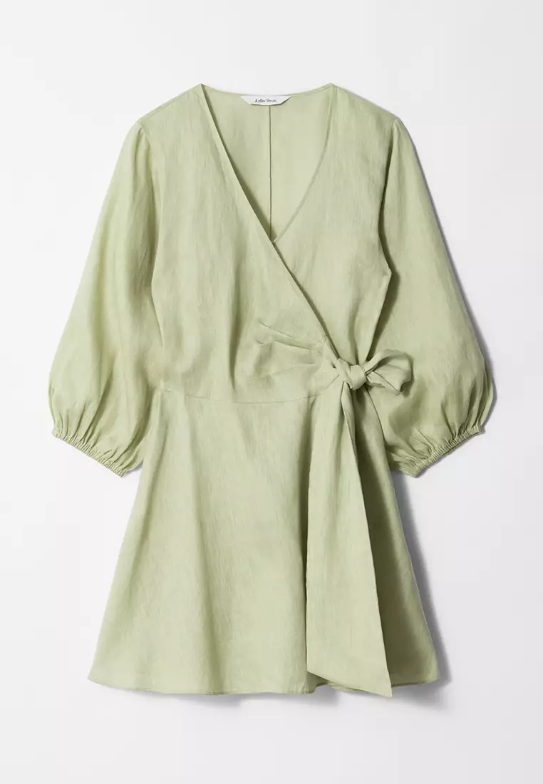 Linen Wrap Mini Dress