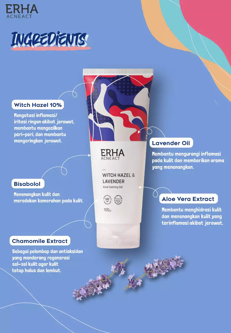 ERHA Acneact Witch Hazel & Lavender Acneact Calming Gel 100G - Pelembab Wajah