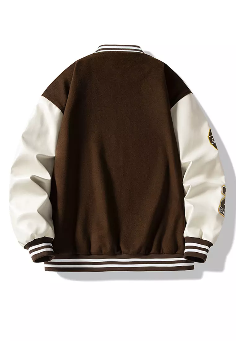 Contrast Embroidery Baseball Jacket LK-MD22119