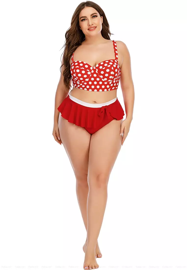 Red high waisted hot sale bikini plus size