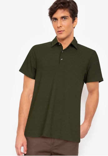 ZALORA BASICS green Textured Polo Shirt A9219AAE127C82GS_1