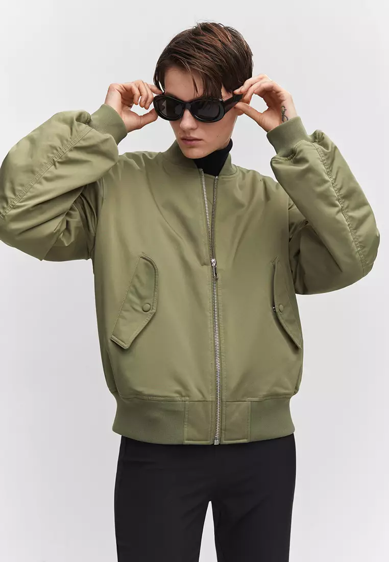 Oversized khaki outlet jacket