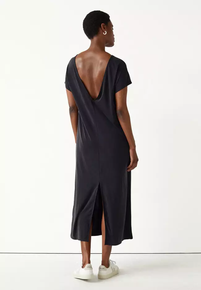 Black flowy midi dress sales
