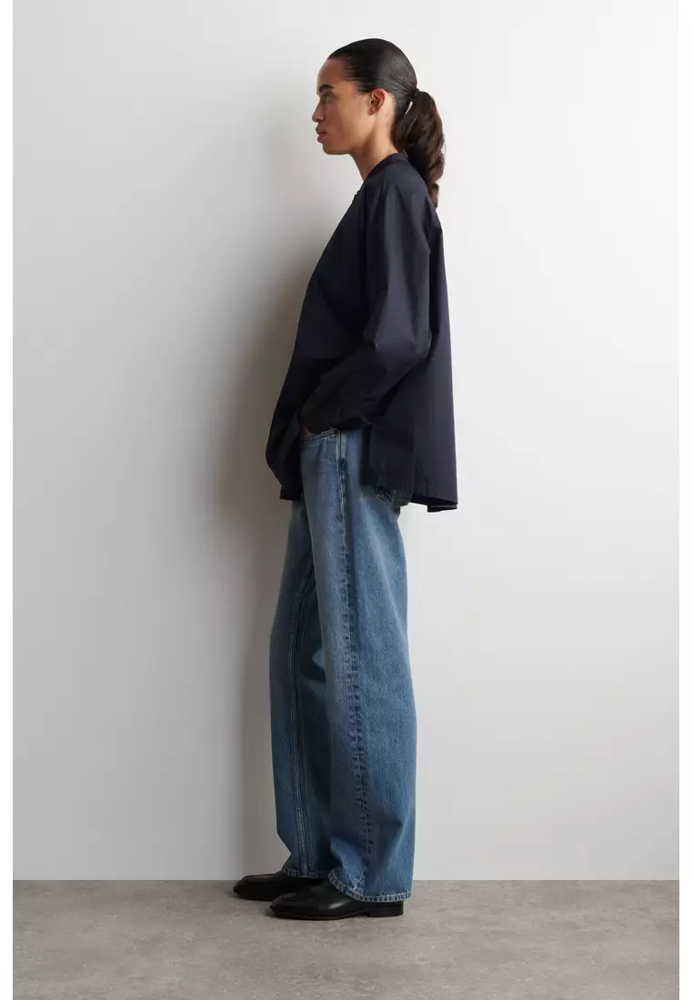 GRANDAD-COLLAR COTTON SHIRT