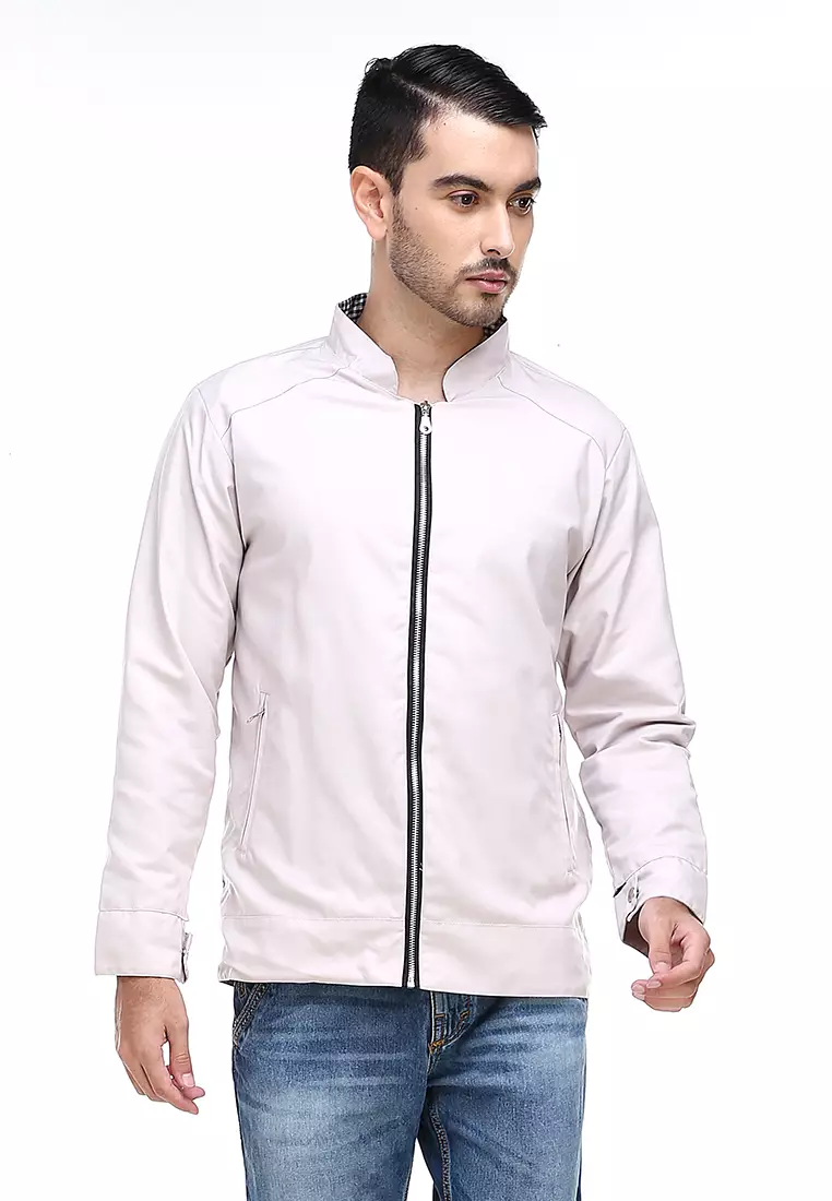 Clover Jas Jaket Casual Pria Slimfit Material American Drill ORIGINAL - Cream