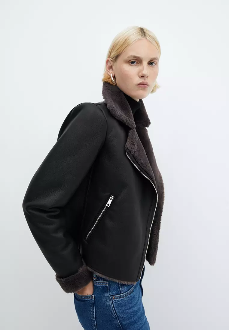 Buy Mango Faux Shearling Lined Jacket in Black 2024 Online