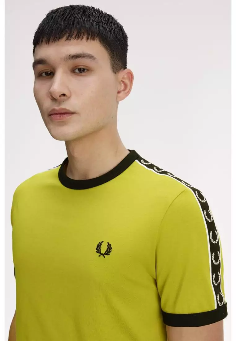 Fred Perry M4613 Contrast Tape Ringer T-Shirt (Tennis Ball Yellow / Black)