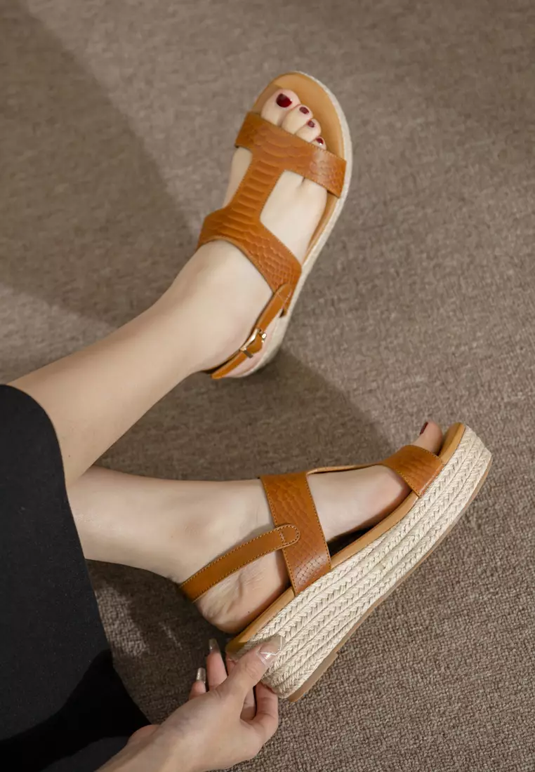 Texture Strap Wedge Espadrilles ALM3035-4