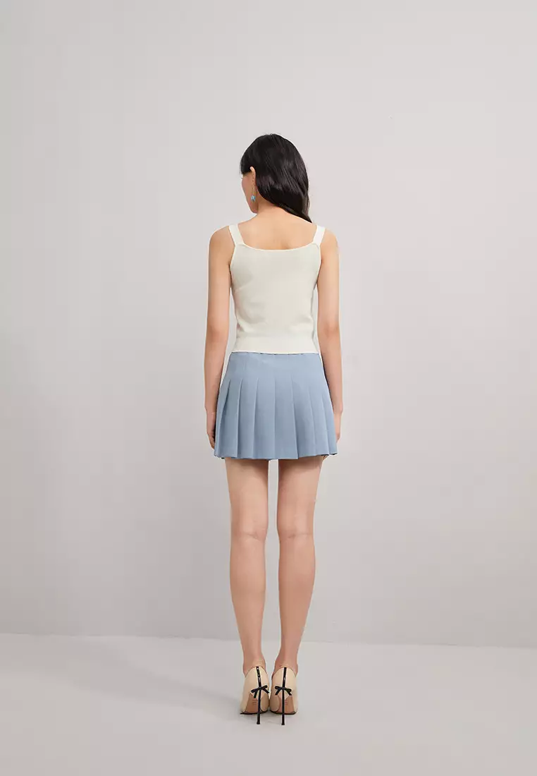 High Waist A-Line Pleated Mini Skirt