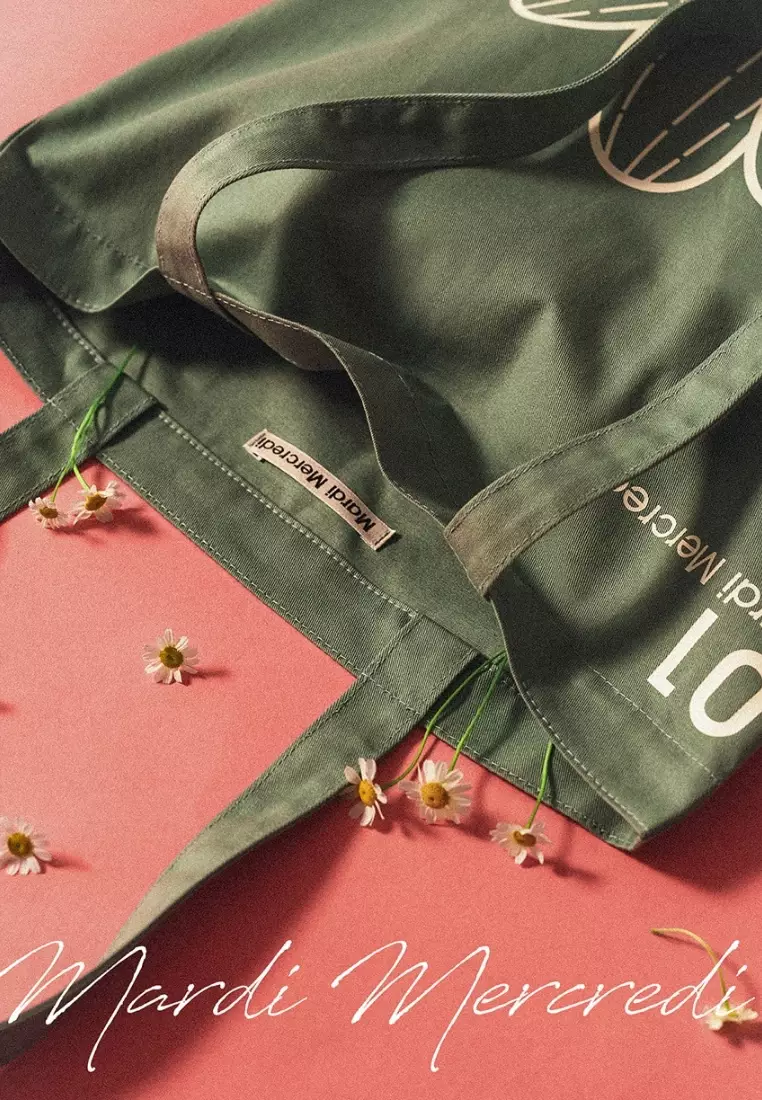 Canvas Bag Flower - Green White