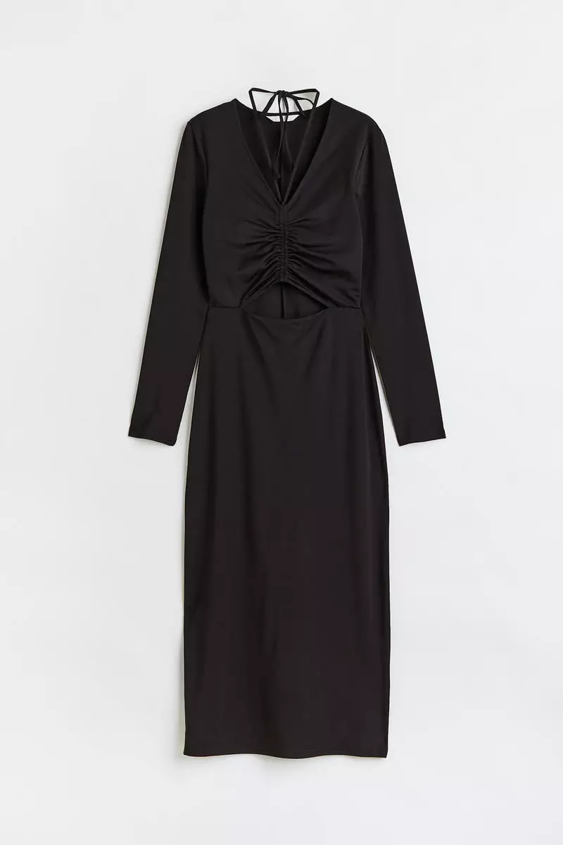 Drawstring-detail bodycon dress