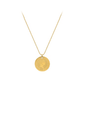 Glamorousky silver Fashion Simple Plated Gold 316L Stainless Steel Queen Geometric Round Pendant with Necklace 84832AC52B0F80GS_1