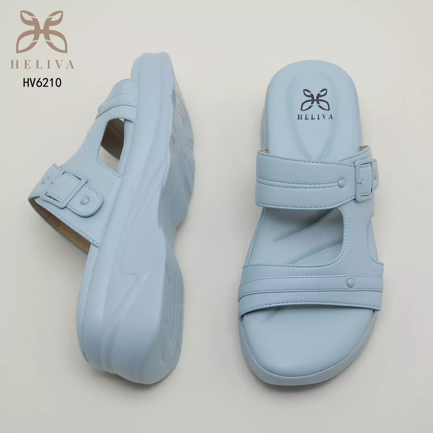 Heliva Julia Slide Slip On Wedges Double Strap Sol 5 cm