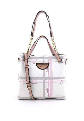 Buy Carlo Rino Light Pink Upsized 3 Way Monogrammed Bucket Bag Online On Zalora Singapore