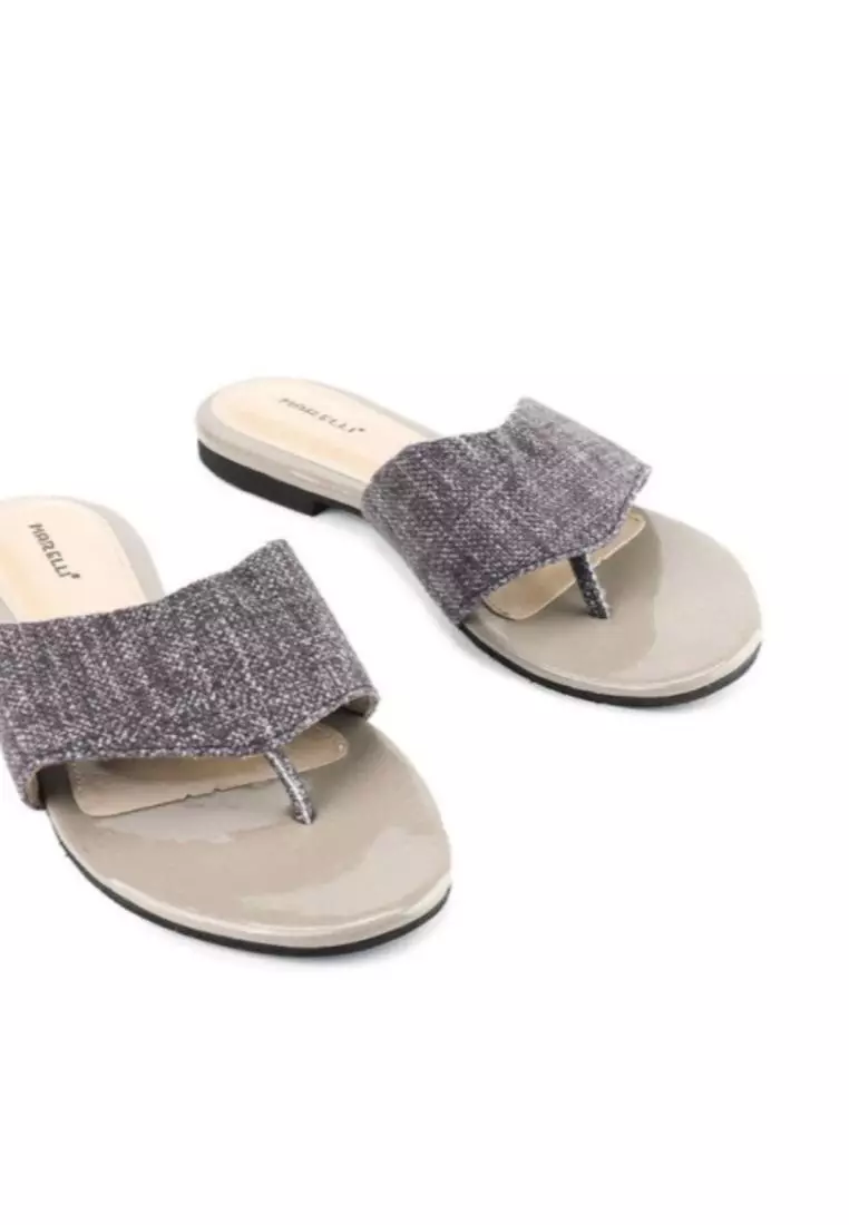 Isabella Sandal wanita Jepit Flat Slip On - Gery