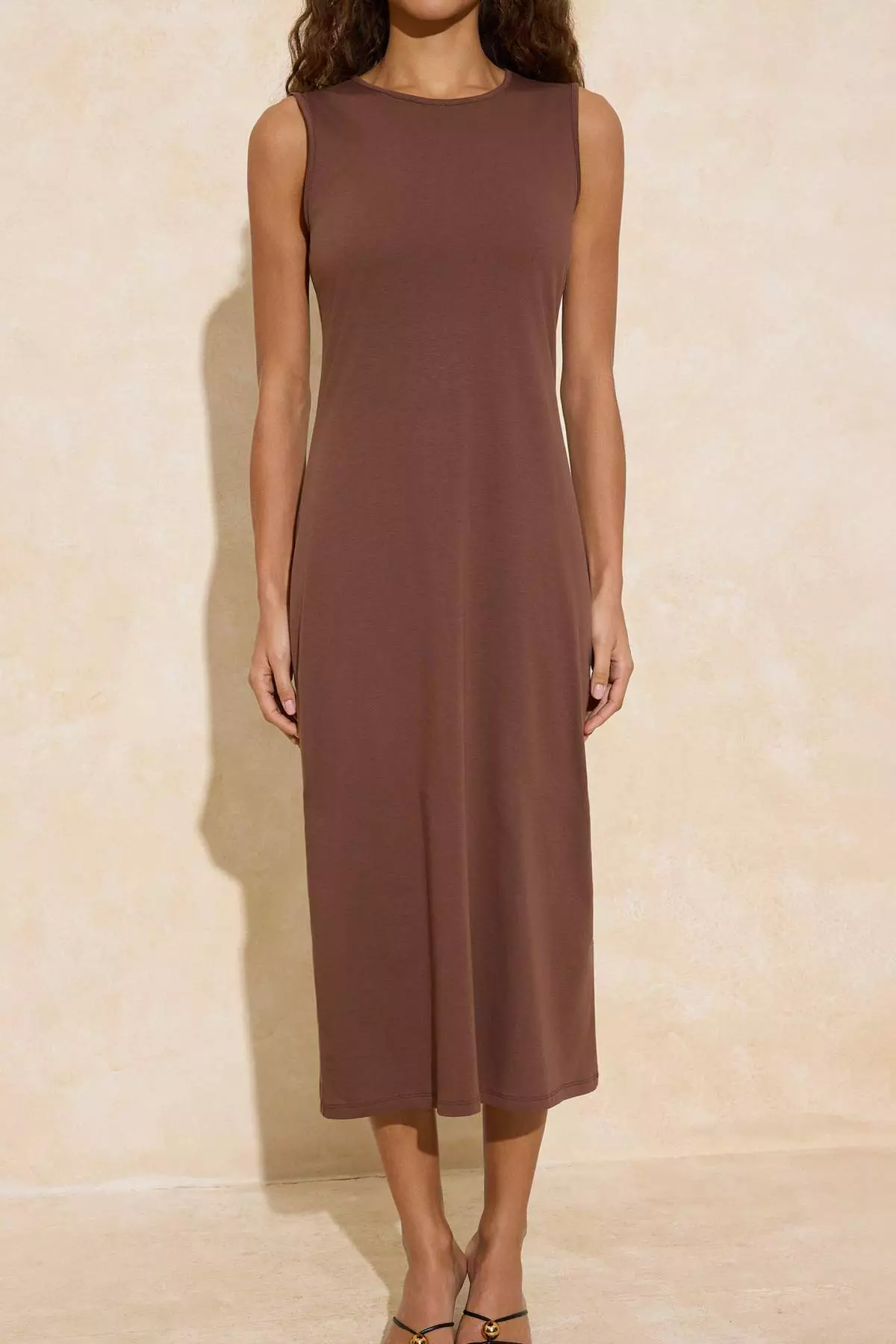 Brown Sleeveless Long Lining Underdress Tctss21Uk0034
