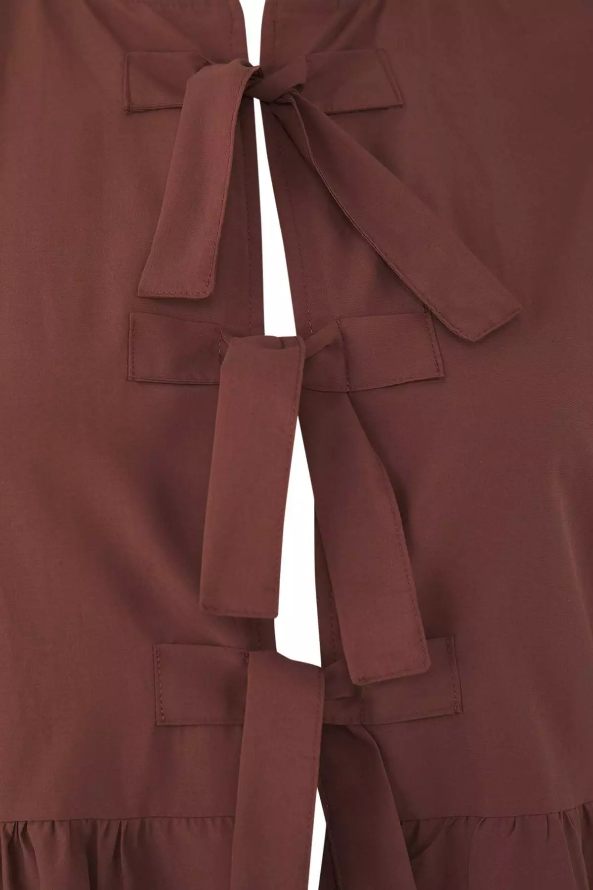 Brown Bow Woven Plus Size Blouse