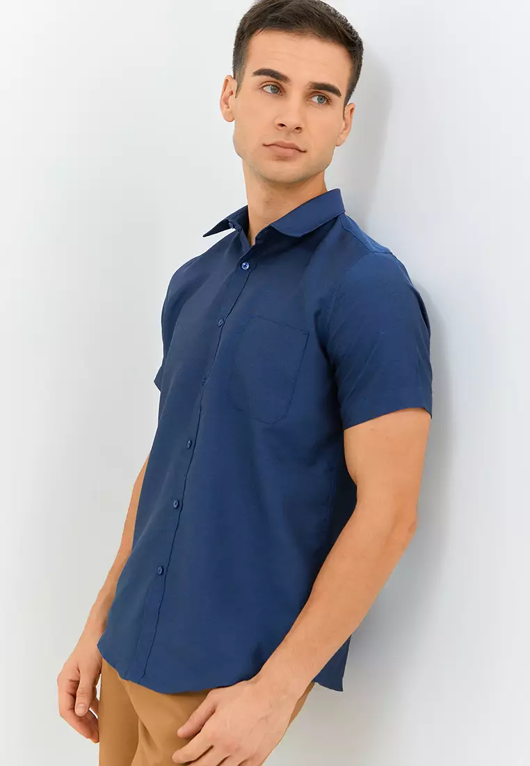 Jobb Pitsea Kemeja Pria Lengan Pendek Slim Fit Dark Navy