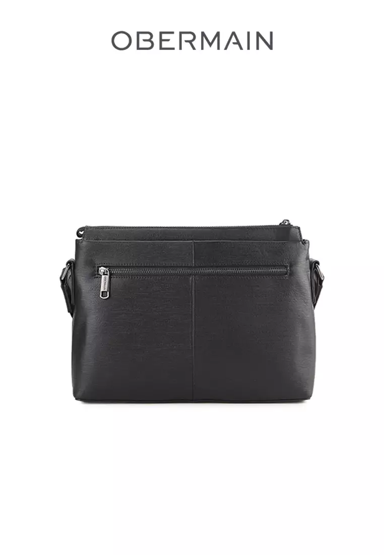 Men's Messenger Bag Genuine Leather Black