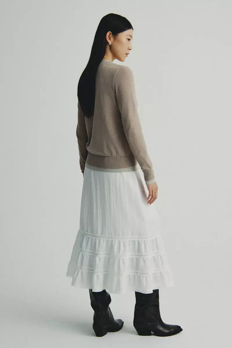 Lace-inset skirt