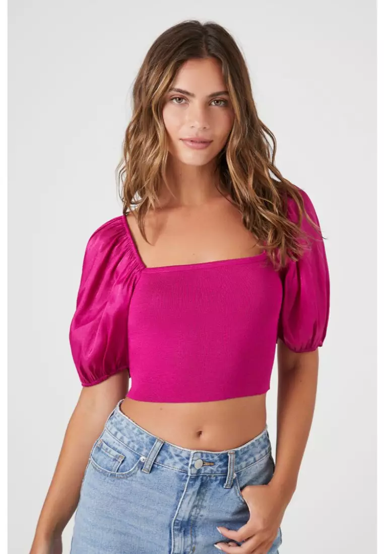 Pink puff sales sleeve t shirt