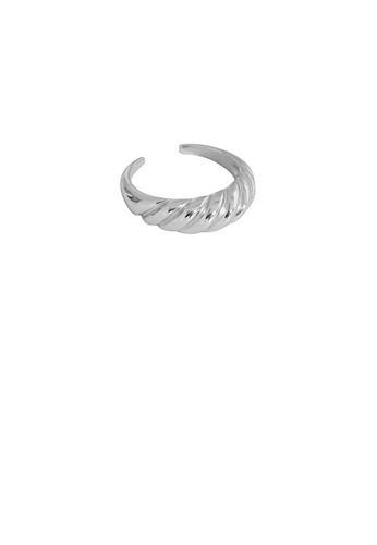 Glamorousky silver 925 Sterling Silver Fashion Simple Twill Geometric Adjustable Open Ring 63734AC86B1E1FGS_1